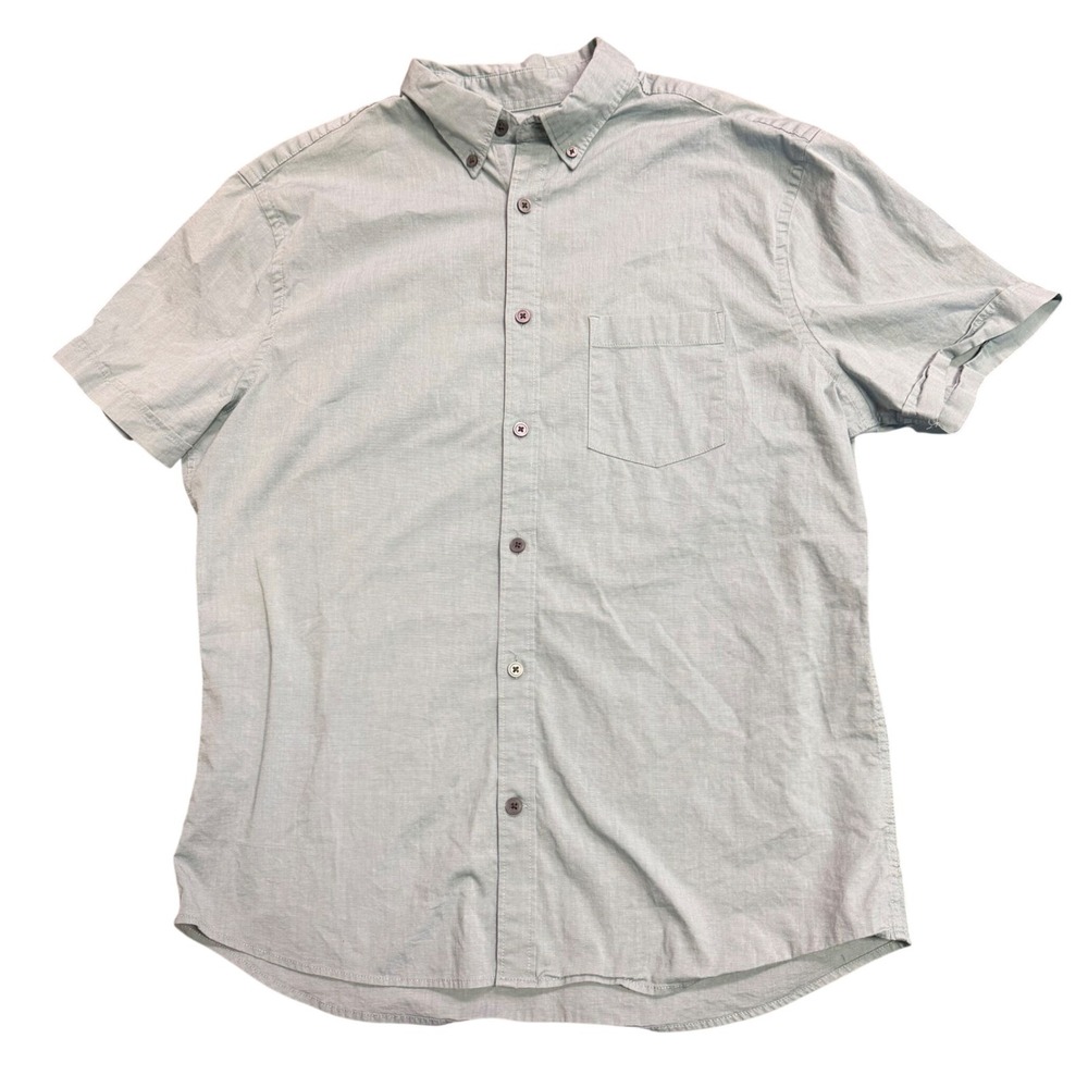 EXPRESS Mens Short Sleeve Business Casual Preppy Button Down Shirt Teal Size M